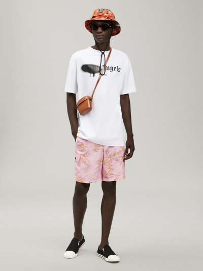 Palm Angels Paris Sprayed T Shirt Tricko Panske Biele Čierne | SK-172829