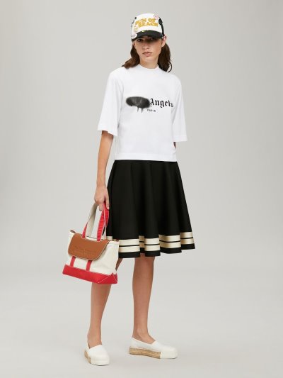 Palm Angels Paris Sprayed T Shirt Tricko Damske Biele Čierne | SK-638008