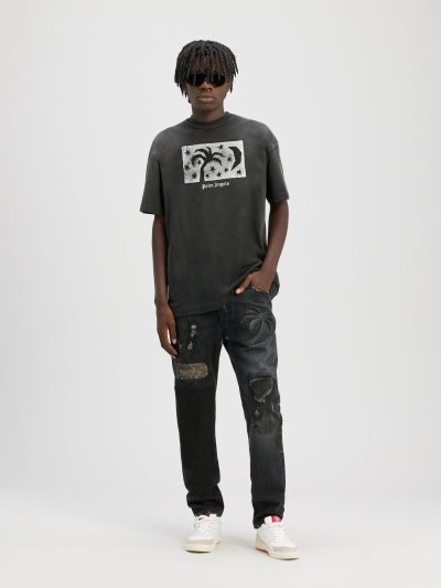 Palm Angels Patchwork Regular Denim Pants Džínsy Panske Čierne Hnede | SK-376376