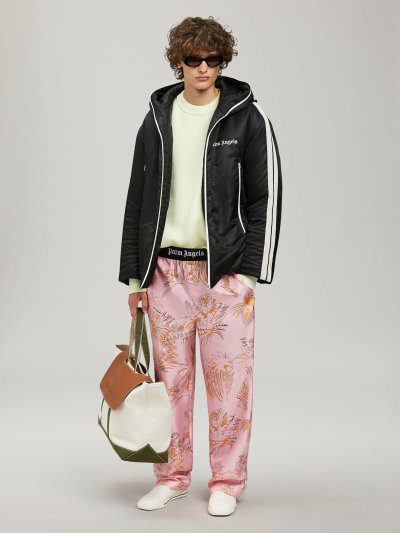 Palm Angels Polstrované S Kapucňou Tracking Jackets Bundy Panske Čierne Biele | SK-594142