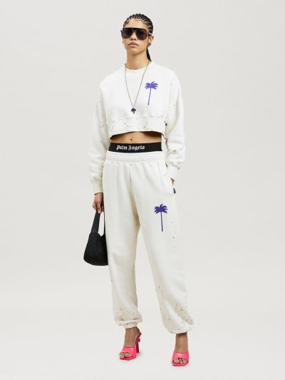 Palm Angels Pxp Painted Cropped Sweatshirt Mikiny Damske Nachový | SK-367310