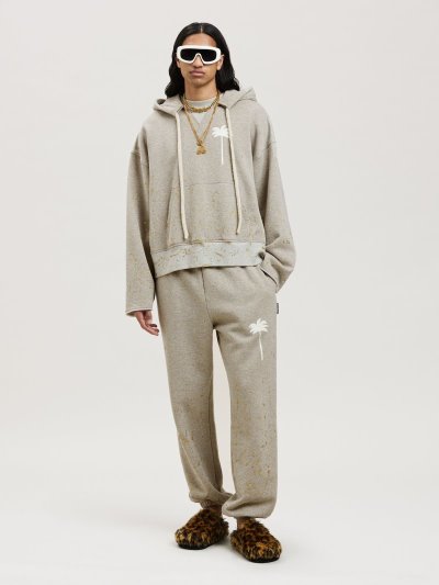 Palm Angels Pxp Painted Raw Cut Hoodie Mikiny S Kapucňou Panske Siva Biele | SK-046128