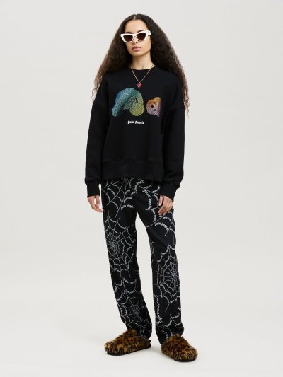 Palm Angels Rainbow Rhinestones Bear Sweatshirt Mikiny Damske Čierne Viacfarebný | SK-501418