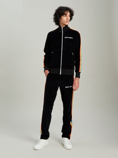 Palm Angels Rainbow Tracking Jackets Mikiny Panske Čierne Biele | SK-480568