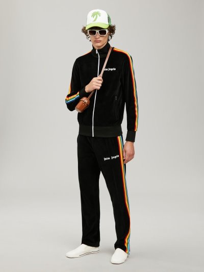 Palm Angels Rainbow Tracking Pants Sportove Nohavice Panske Čierne Biele | SK-787755