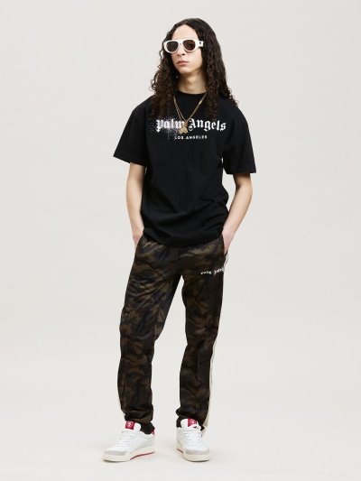 Palm Angels Rhinestone Sprayed Klasické Tee Tricko Panske Čierne Biele | SK-895216