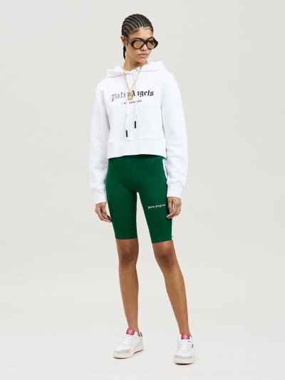 Palm Angels Rhinestone Sprayed Logo Hoodie Mikiny S Kapucňou Damske Biele Čierne | SK-482049