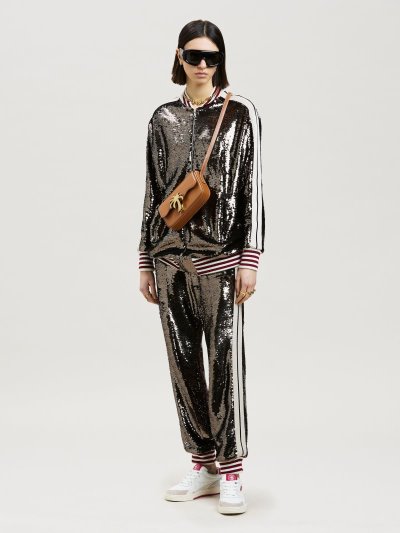 Palm Angels Sequins Long Tracking Jackets Mikiny Damske Siva Biele | SK-838587