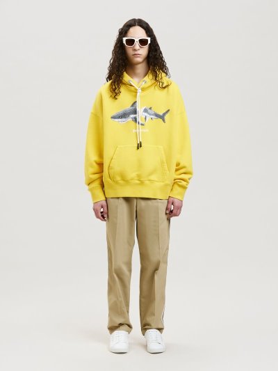 Palm Angels Shark Hoodie Mikiny S Kapucňou Panske Žlté Siva | SK-566779