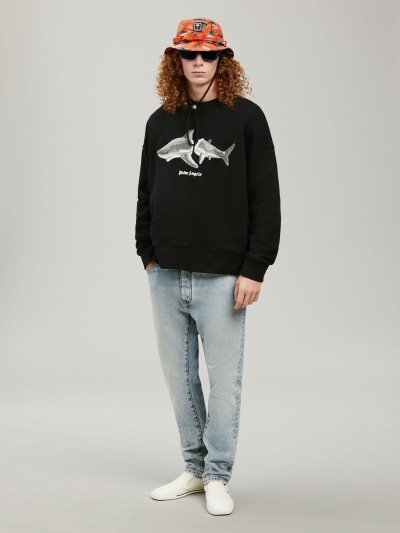 Palm Angels Shark Sweatshirt Jumpers Panske Čierne Siva | SK-827592