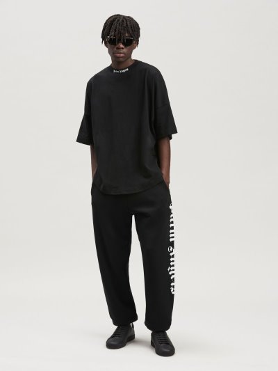 Palm Angels Side Logo Sweatpants Sportove Nohavice Panske Čierne Biele | SK-198288