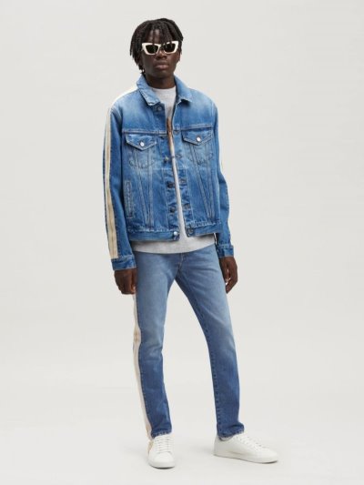 Palm Angels Side-stripe Slim-cut Jeans Džínsy Panske Svetlo Modre | SK-872188