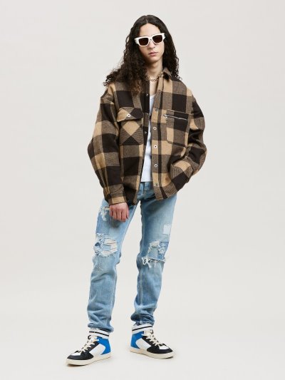 Palm Angels Slim Denim Pants Džínsy Panske Svetlo Modre Žlté | SK-927170