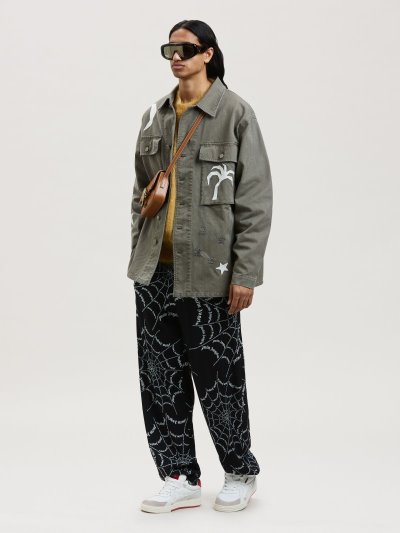 Palm Angels Spider Web Easy Pants Sportove Nohavice Panske Čierne Biele | SK-866642