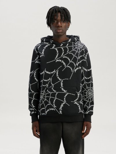 Palm Angels Spider Web Hoodie Mikiny S Kapucňou Panske Čierne Biele | SK-588158