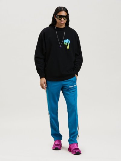 Palm Angels Sprayed Palm Logo Over Tee Long Sleeves Tricko Panske Čierne Zelene | SK-593511