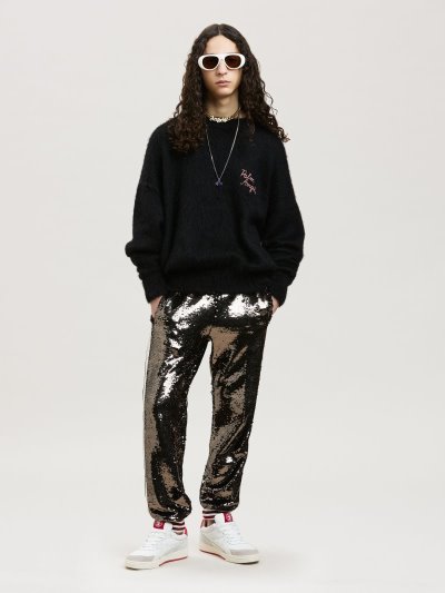 Palm Angels Sprayed Palm Svetrove Saty Intarsia Jumpers Panske Čierne Fuchsie | SK-179211