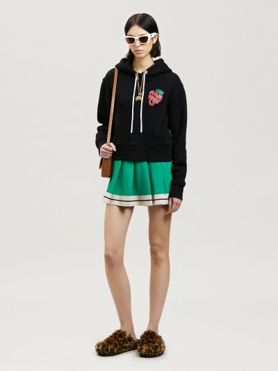 Palm Angels Strawberry Fitted Hoodie Mikiny S Kapucňou Damske Čierne Červené | SK-656374