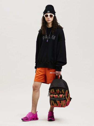 Palm Angels Studded Logo Sweatshirt Mikiny Panske Čierne Čierne | SK-040818