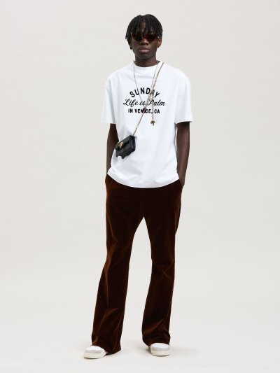 Palm Angels Sunday Klasické Tee Tricko Panske Biele Čierne | SK-776816