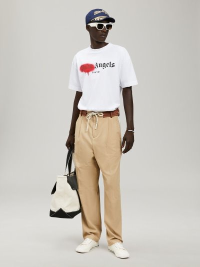Palm Angels Tokyo Sprayed T Shirt Tricko Panske Biele Červené | SK-261422