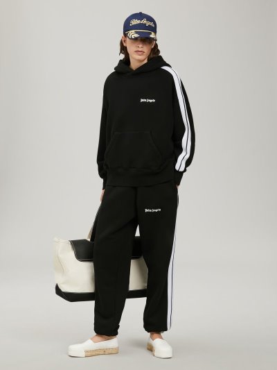 Palm Angels Tracking Hoodie Mikiny S Kapucňou Damske Čierne Biele | SK-659319