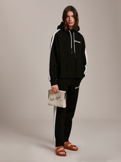 Palm Angels Tracking Hoodie Mikiny S Kapucňou Panske Čierne Biele | SK-861098