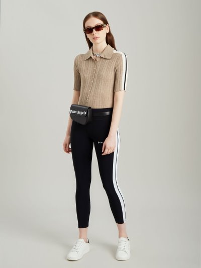 Palm Angels Tracking Leggings Leginy Damske Čierne Biele | SK-395982