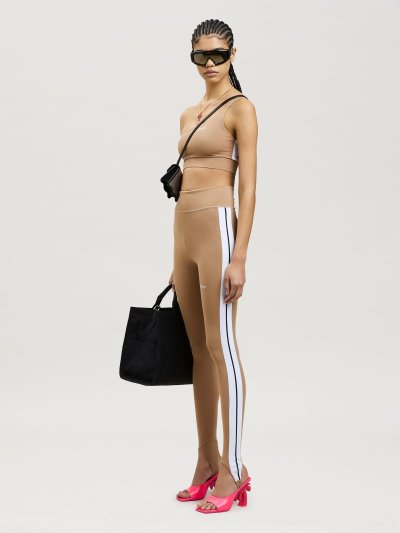 Palm Angels Tracking Leggins Leginy Damske Hnede Biele | SK-220777