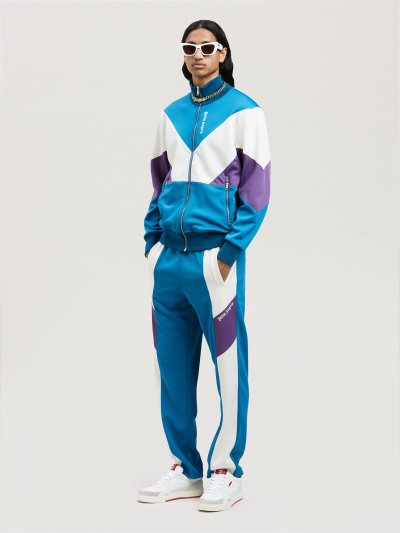 Palm Angels V Colorblock Tracking Pants Sportove Nohavice Panske Modre Biele | SK-024862