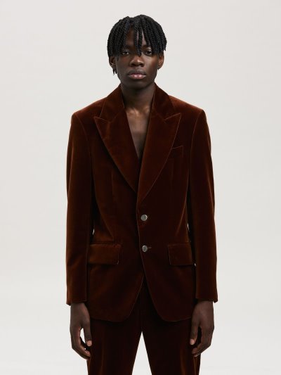 Palm Angels Velvet Suit Blazers Blejzre Panske Hnede Hnede | SK-824800