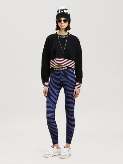 Palm Angels Zebra Print Klasické Logo Leggins Leginy Damske Nachový Čierne | SK-392947